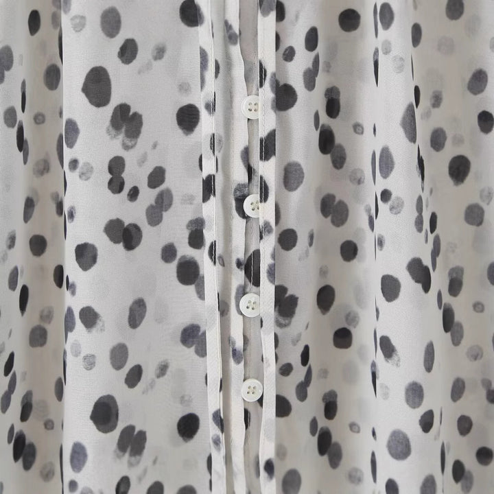 Damen elegante Bluse mit halbem Kragen und luftigen Ärmeln Drune