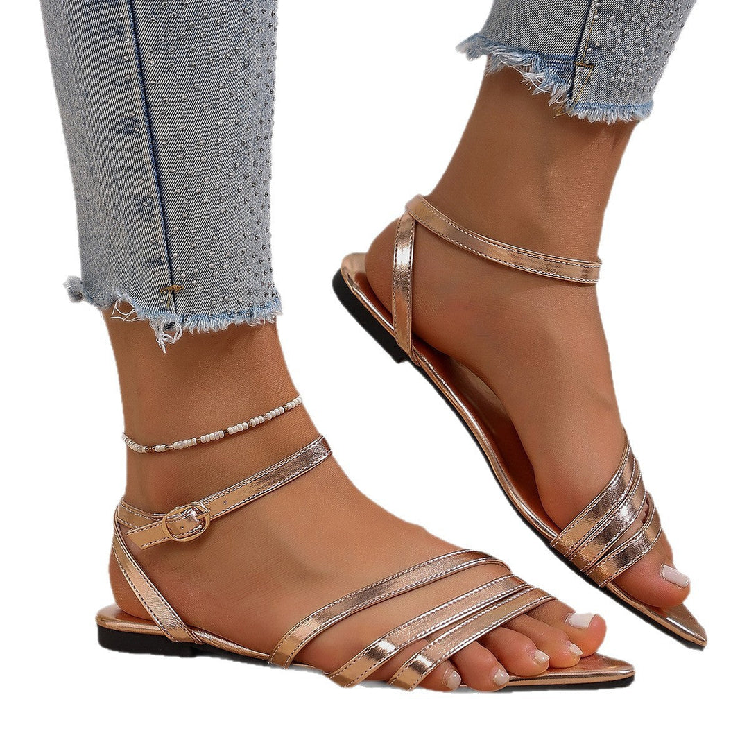 Damen Flache Sandalen mit elegantem Riemendesign und komfortabler Fußbettgestaltung Drune