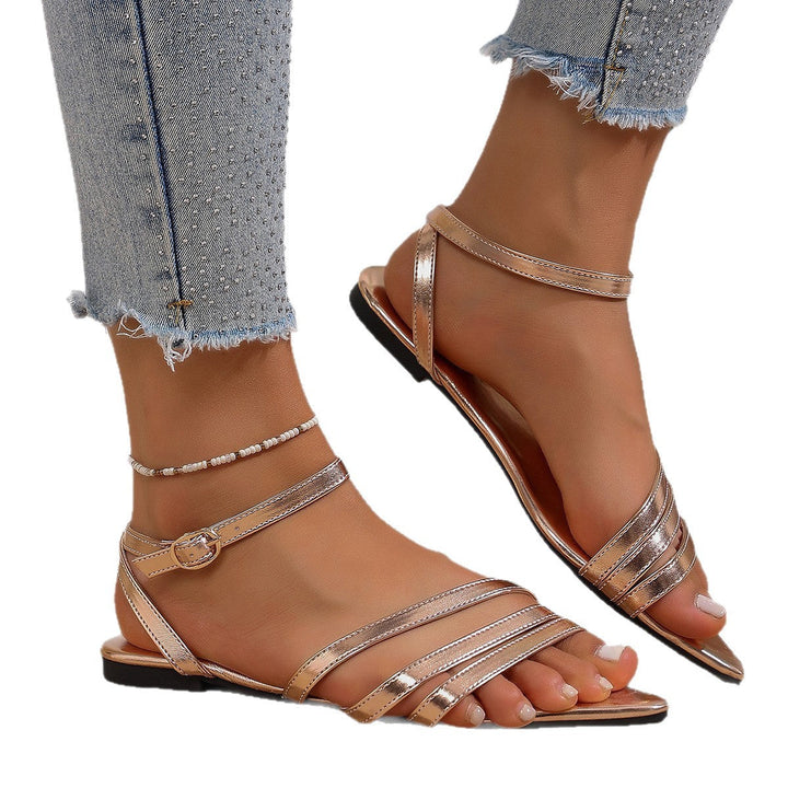Damen Flache Sandalen mit elegantem Riemendesign und komfortabler Fußbettgestaltung Drune
