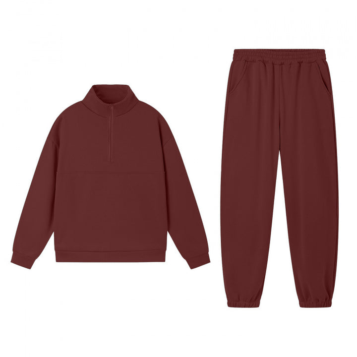 Damen Sportliches Sweatshirt-Set mit hohem Kragen und elastischen Bündchen Drune