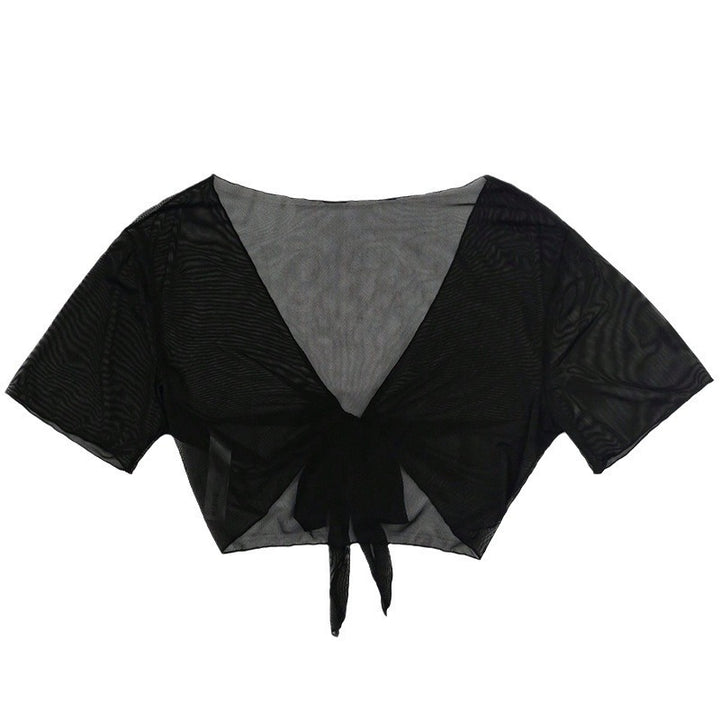 Damen kurzärmliges Crop-Top mit Knoten-Detail Drune