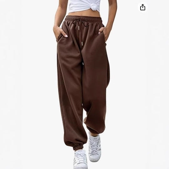 Damen nan lässige Jogginghose mit hohem Bund elastischen Knöchelabschlüssen und weichem Fleecefutter Drune