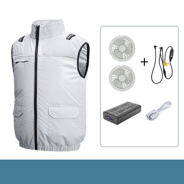 Unisex nan leichte kühlende Arbeitsweste mit integrierten Ventilatoren und externem Akku Drune