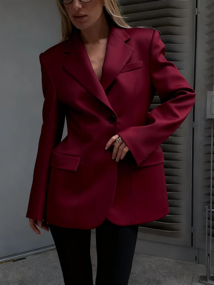 Damen Oversized Longblazer mit betonter Schulterpartie und Pattentaschen Drune