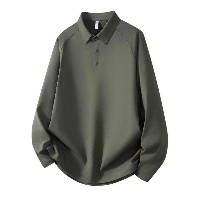 Herren Langarm-Poloshirt aus technischem Stretch mit Hemdkragen & Halbknopf-Leiste Drune