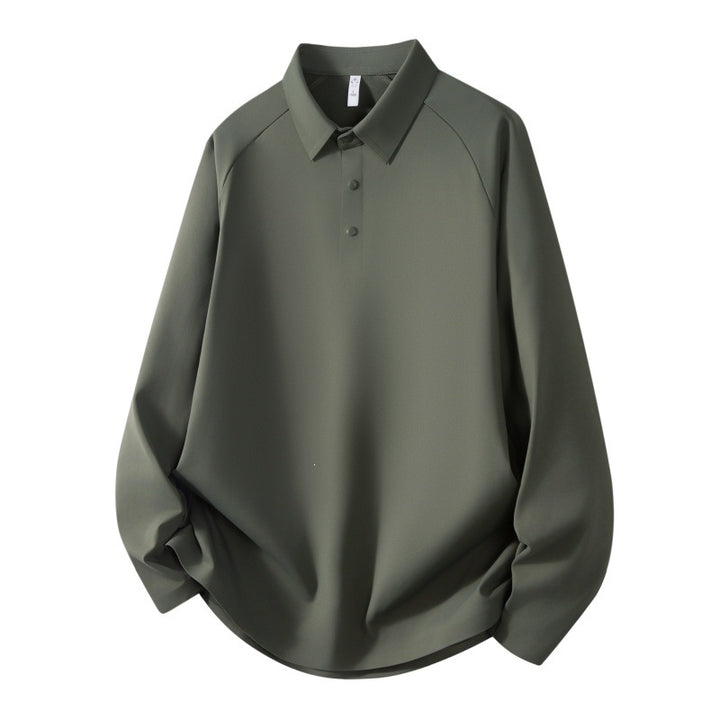 Herren Langarm-Poloshirt aus technischem Stretch mit Hemdkragen & Halbknopf-Leiste Drune