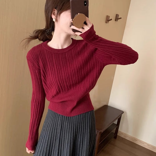Damen Strickpullover mit eleganter Rippstruktur und taillierter Silhouette Drune