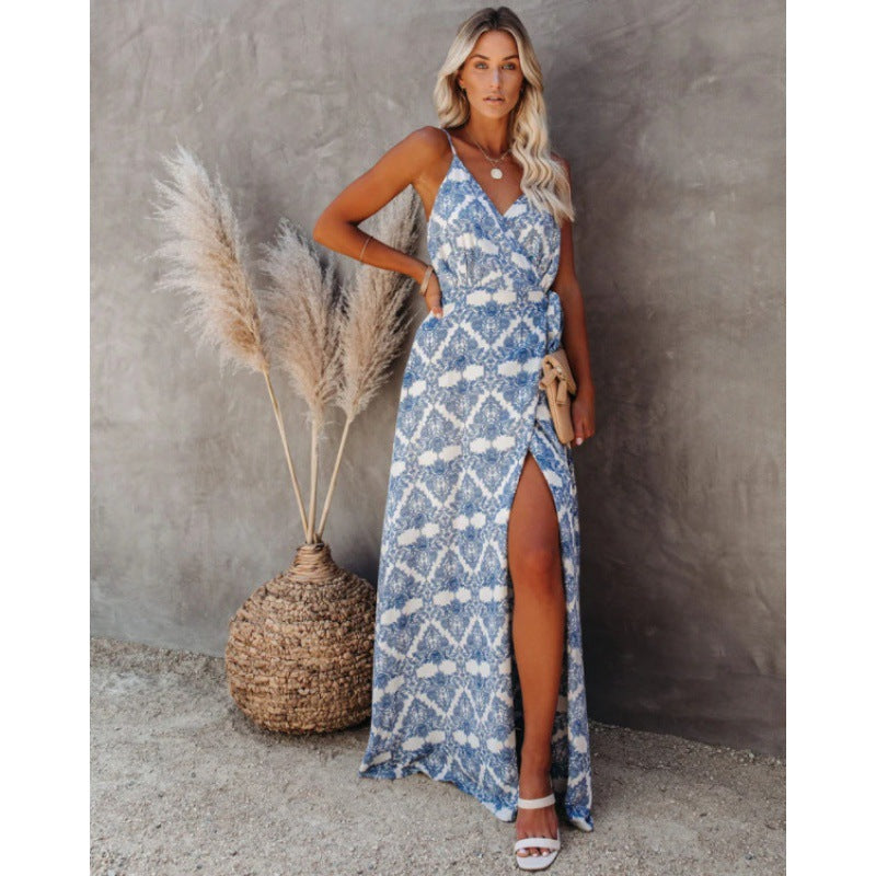 Damen Maxikleid mit schwingendem Saum und elegantem Schlitz Drune