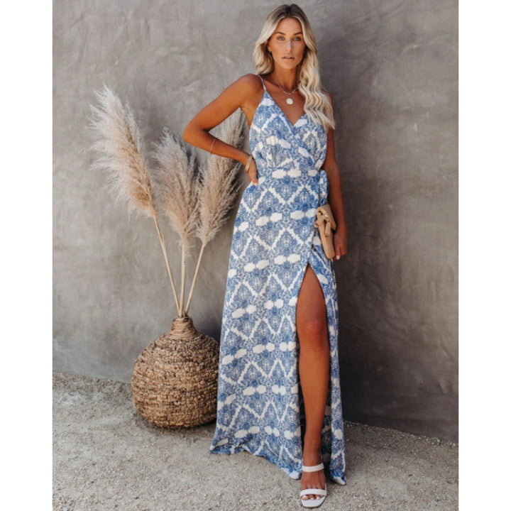 Damen Maxikleid mit schwingendem Saum und elegantem Schlitz Drune