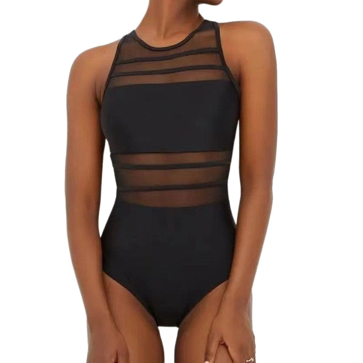 Damen Sportlicher Hochgeschnittener Einteiler mit Transparentdetails Drune