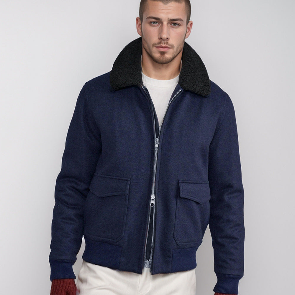 Herren warme Fleecejacke mit Stehkragen und praktischen Taschen Drune
