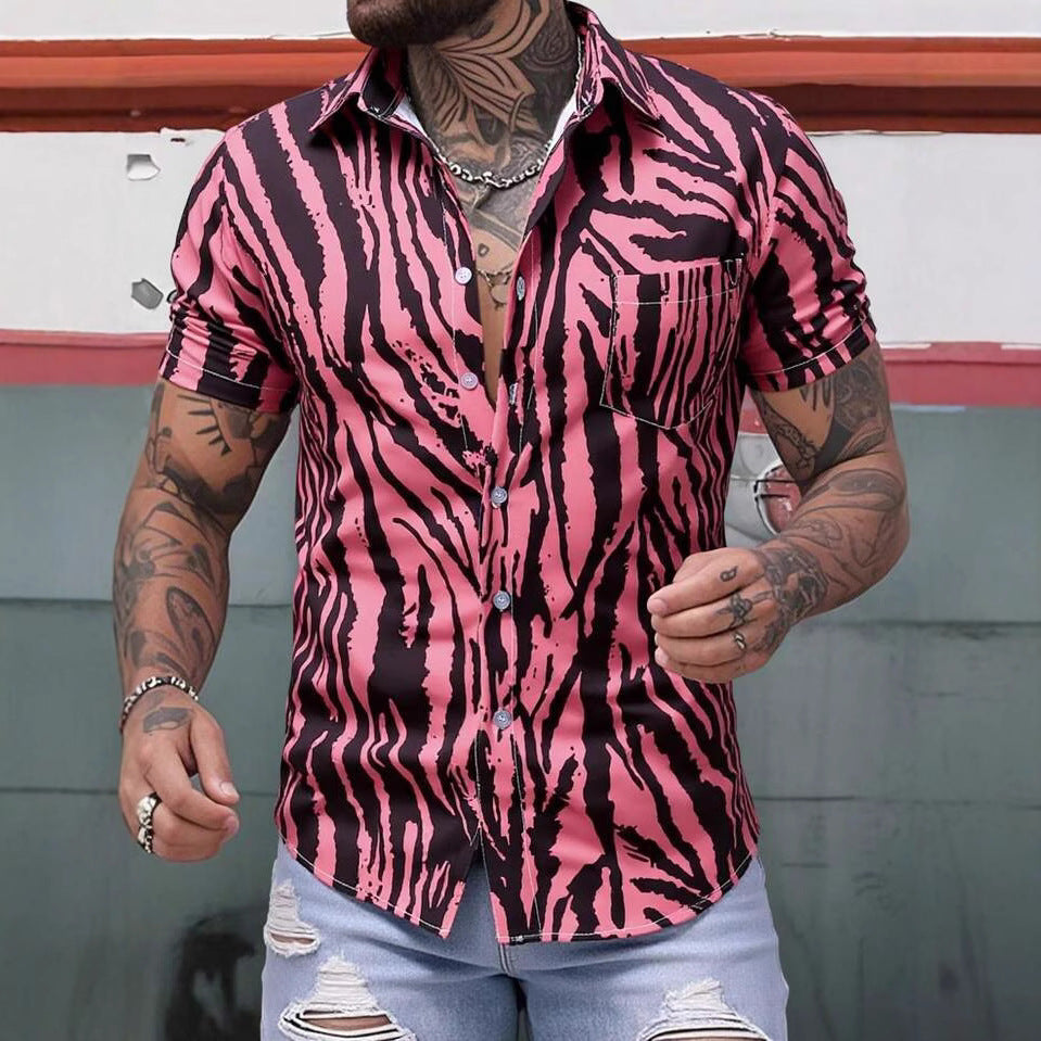 Herren Kurzarmhemd mit modernem Animal-Print und lockerer Passform Drune
