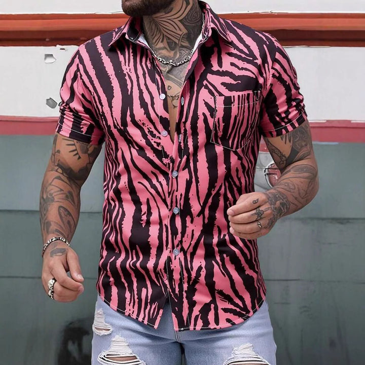 Herren Kurzarmhemd mit modernem Animal-Print und lockerer Passform Drune