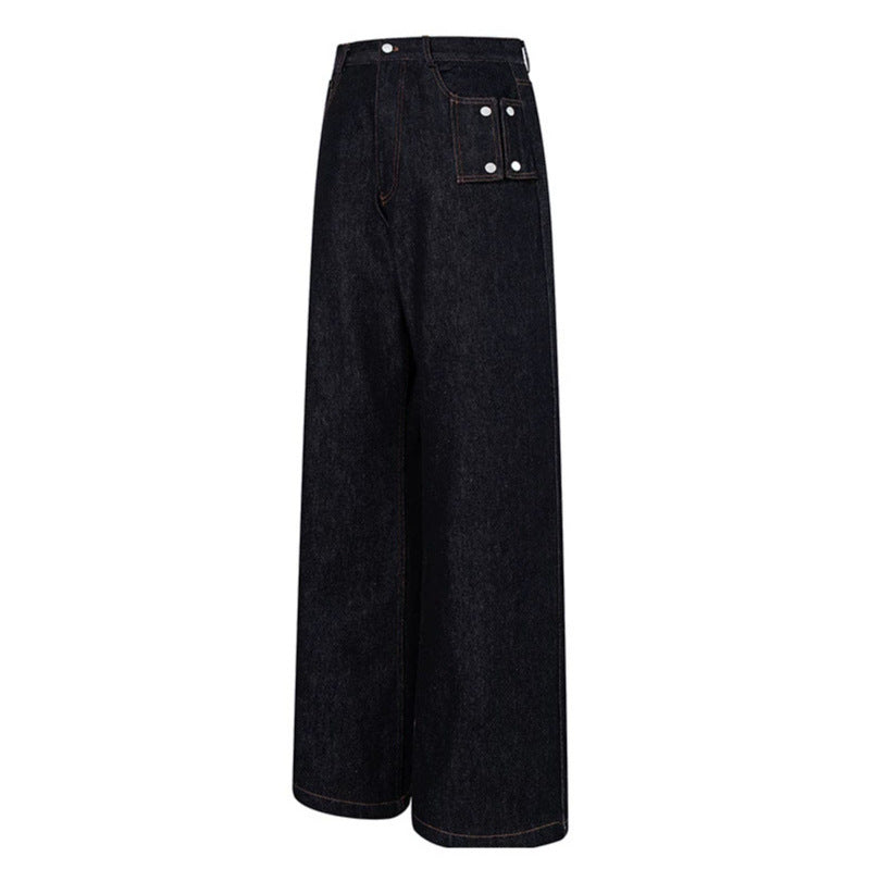 Damen Hochtaillierte Wide‑Leg Jeanshose mit Utility‑Tasche Drune