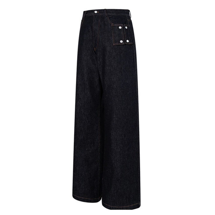 Damen Hochtaillierte Wide‑Leg Jeanshose mit Utility‑Tasche Drune