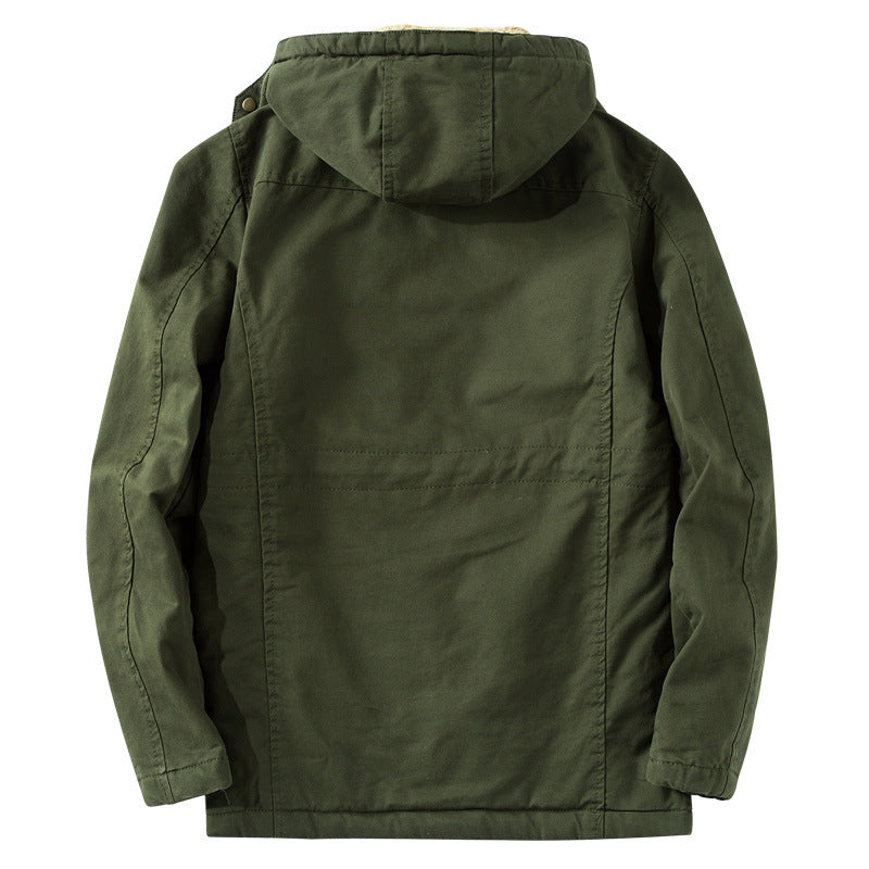 Herren Thermo-Canvasparka mit Kunstfell-Innenfutter, Kapuze und Multifunktions-Taschen Drune