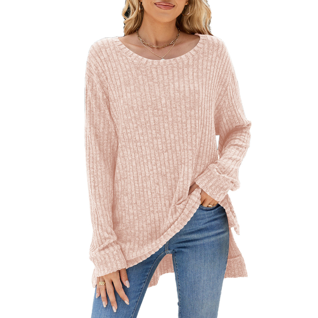 Damen lässiges Langarmshirt aus samtigem Rippstrick Drune