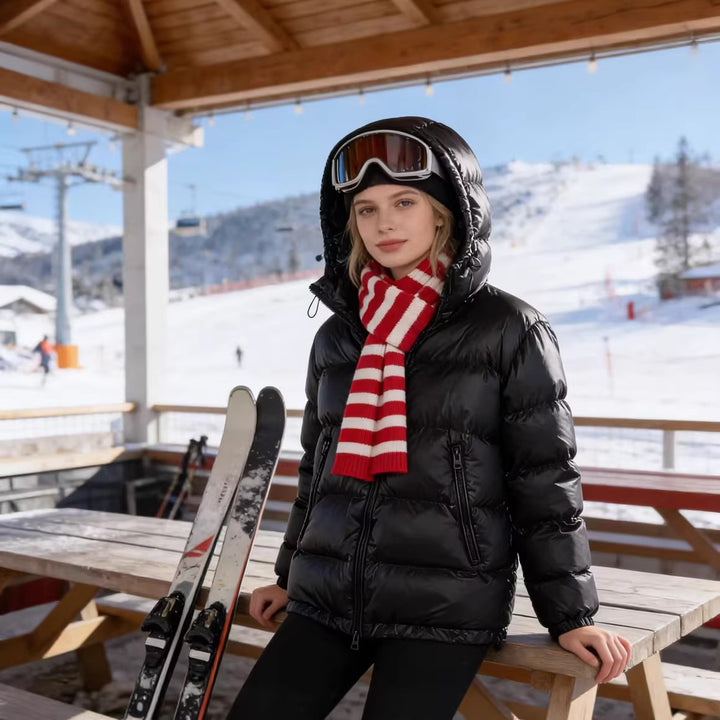 Damen Gesteppte Oversized Thermojacke mit Kapuze und wasserabweisender Oberfläche Drune