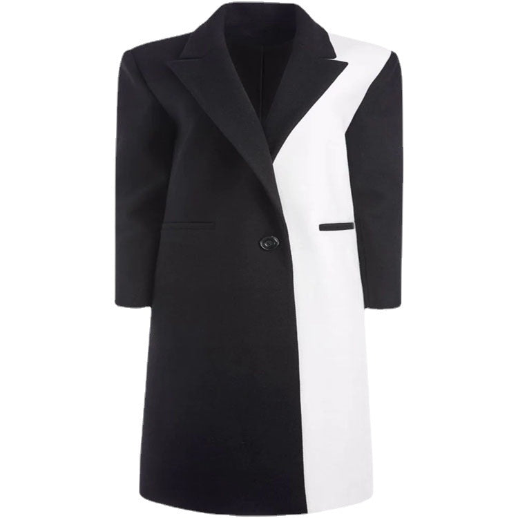 Damen Taillierter Midi‑Longcoat im Clean‑Tailoring mit kontrastiertem Innenfutter und Schalkragen Drune