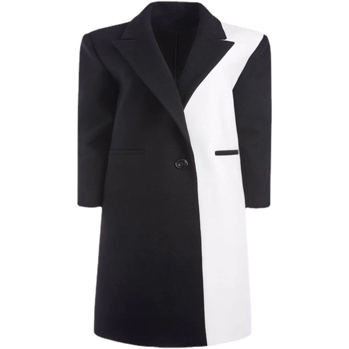 Damen Taillierter Midi‑Longcoat im Clean‑Tailoring mit kontrastiertem Innenfutter und Schalkragen Drune