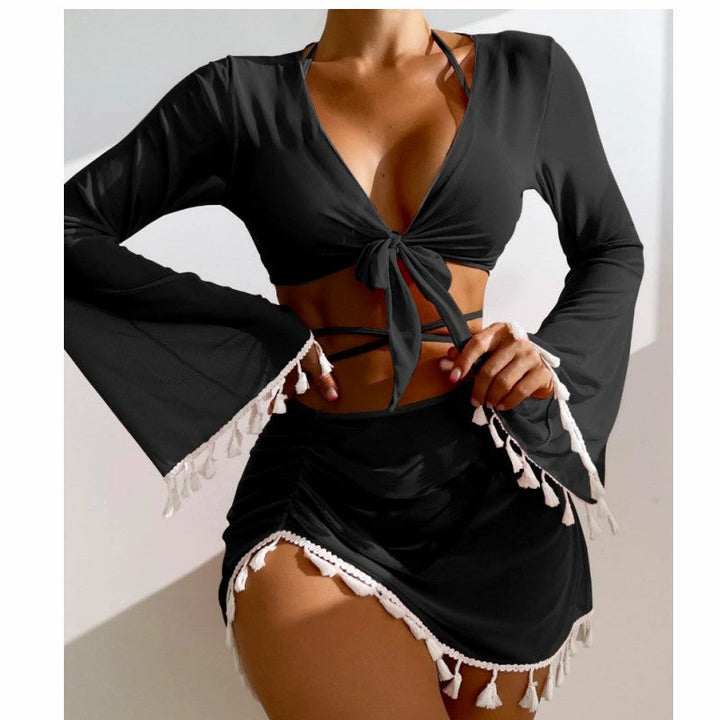 Damen Set aus luftiger Bluse mit langen Ärmeln und Taillenslip Drune