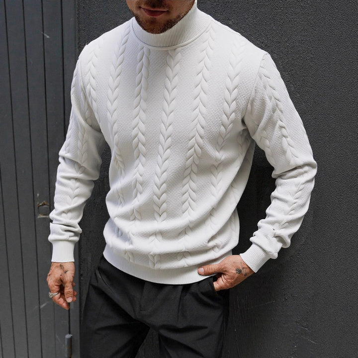 Herren Grobstrick-Rollkragenpullover mit Zopfmuster und gerippten Bündchen Drune