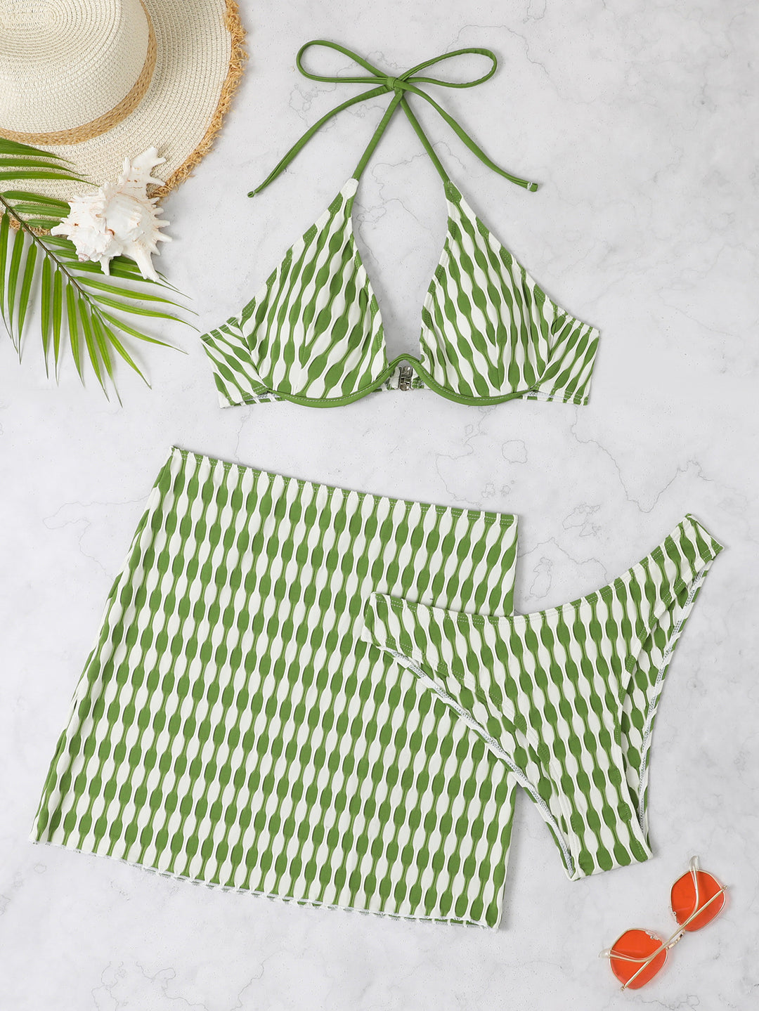 Damen Triangel-Bikini mit stylischem Wickelrock Drune