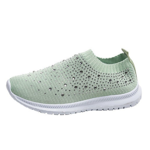 Damen Elastischer Slip-On Strick-Sneaker mit Strassbesatz Drune