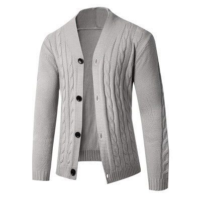 Herren Strickcardigan mit Schalkragen, Zopfmuster und Knopfleiste Drune