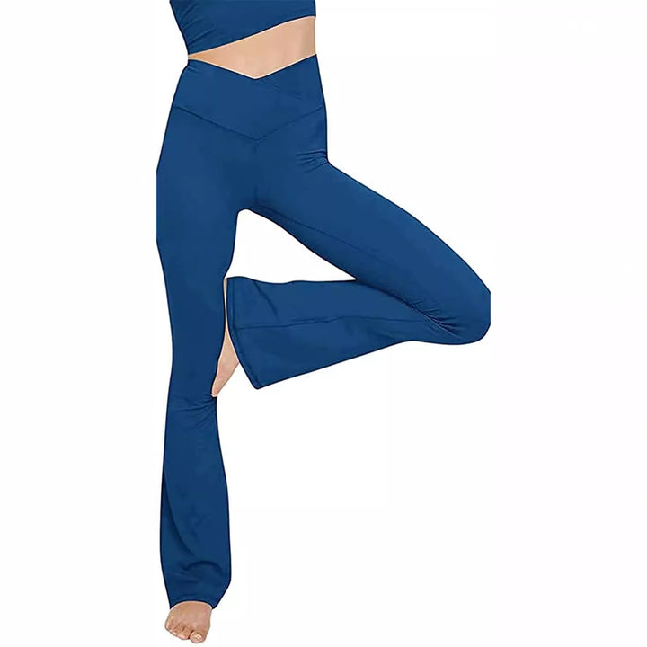 Damen Bootcut Yoga-Hose aus elastischem Material mit hohem Bund Drune