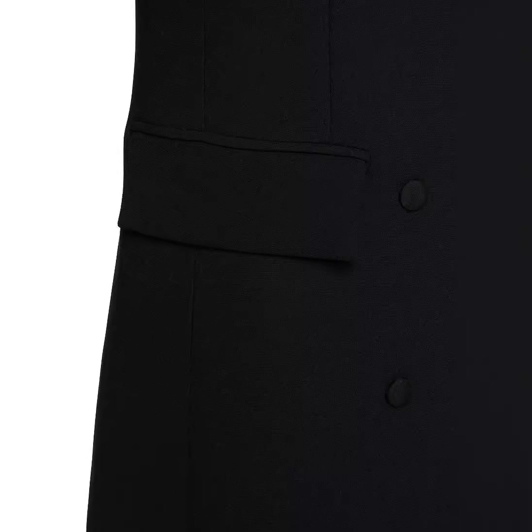 Damen Doppeltreihiger Maxi-Blazer-Mantel mit schlanker Silhouette Drune