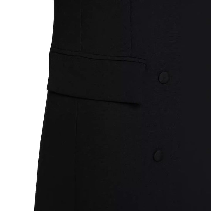 Damen Doppeltreihiger Maxi-Blazer-Mantel mit schlanker Silhouette Drune