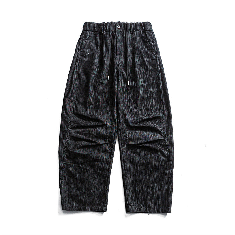 Herren weite Cordhose im Workwear‑Look mit elastischem Bund, Kordelzug und Kniefalten Drune