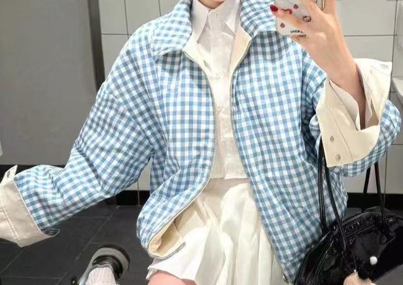 Damen Karierte Übergangsjacke mit großzügigem Schnitt und modernen Akzenten Drune