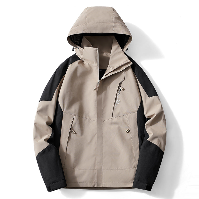 Herren Colorblock Softshell-Trekkerjacke mit Kapuze, verdeckten Reißverschlüssen und seitlichen Eingrifftaschen Drune