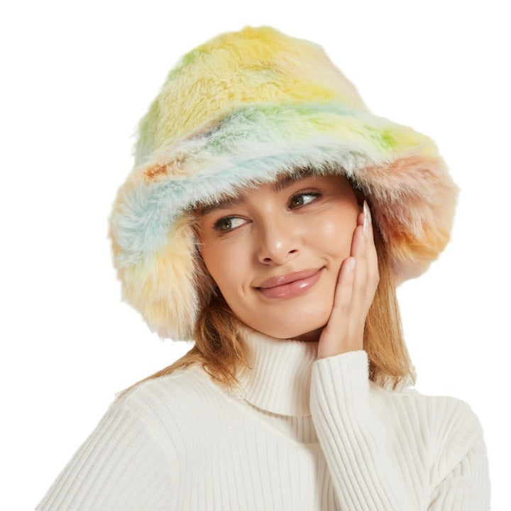 Damen Flauschiger Bucket‑Hut aus hochwertigem Kunstpelz mit Teddy‑Textur Drune
