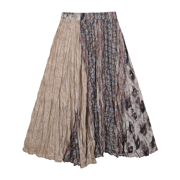 Damen nan fein gefalteter Midirock mit Vintage Blumenprint und elastischem Taillenbund Drune