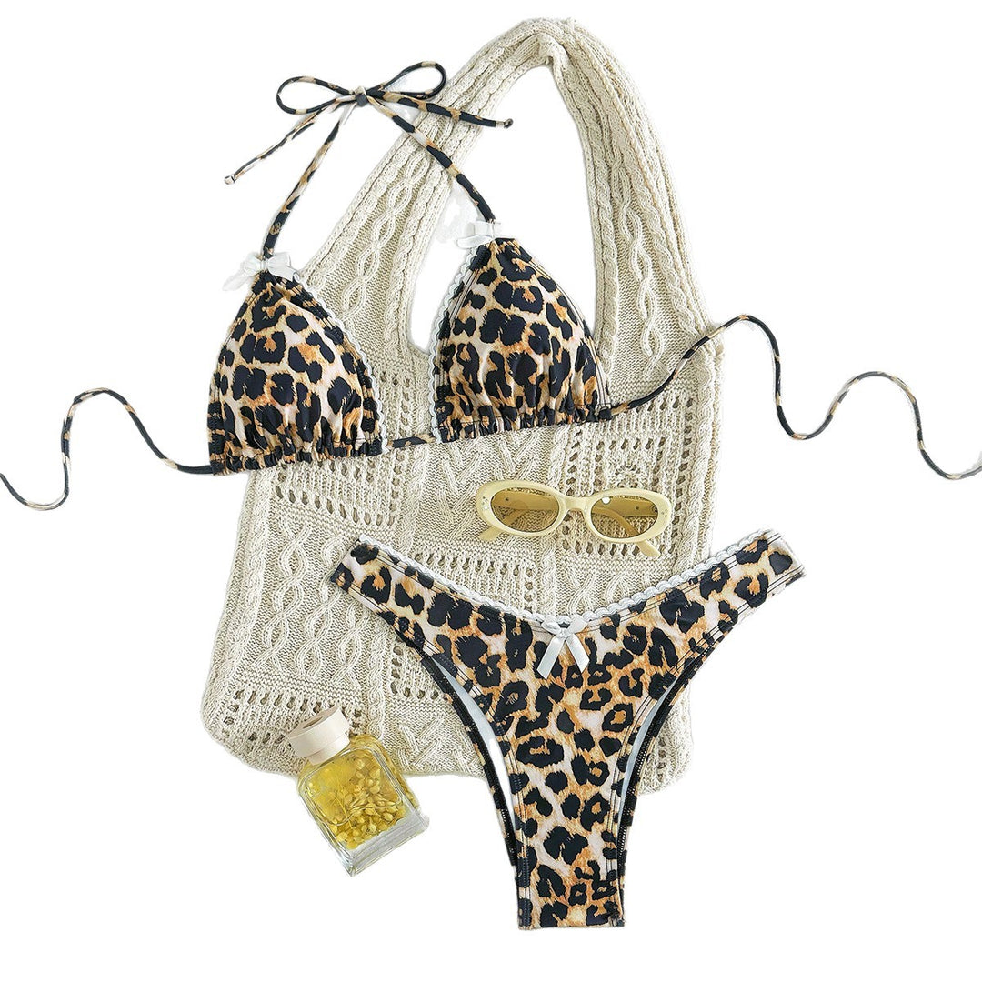 Damen modern geschnittenes Bikini-Set mit Schlangenmuster Drune