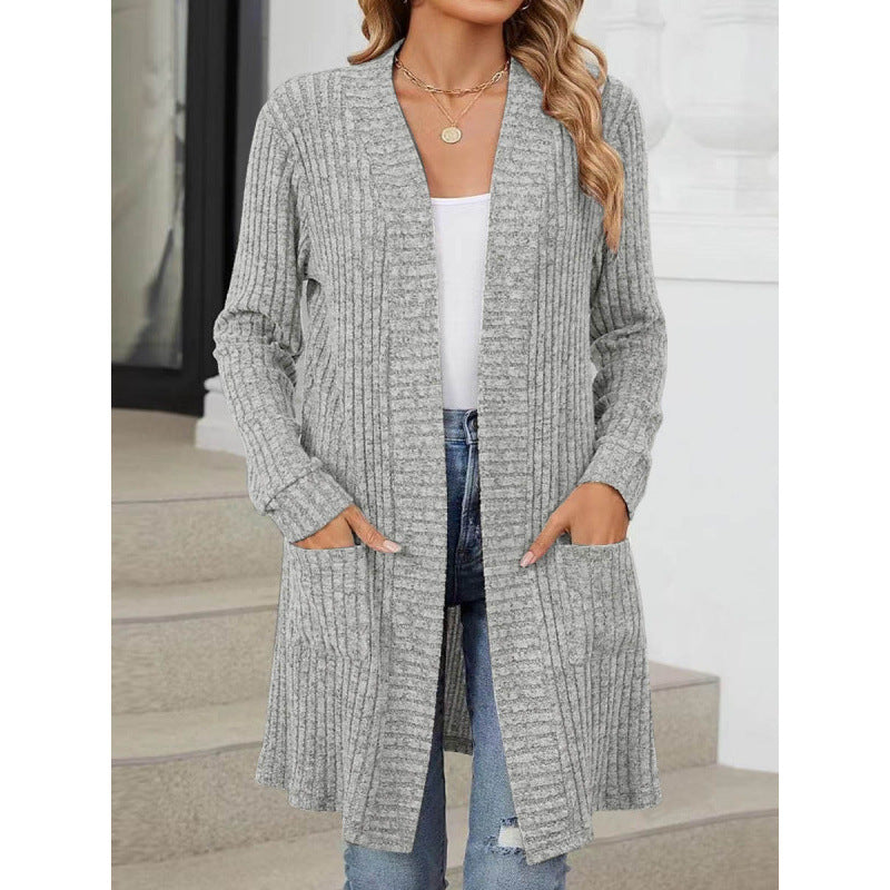 Damen Strickjacke mit offenem Design und praktischen Taschen Drune