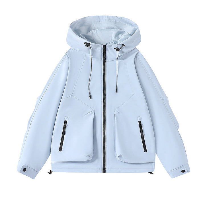 Herren technische Softshell-Kapuzenjacke mit wasserabweisender Membran, großen Fronttaschen und verstellbarem Kordelzug Drune