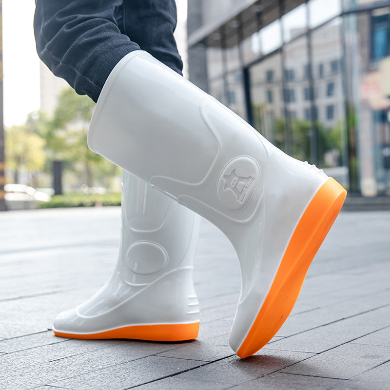 Damen Glänzende mittelhohe Regenstiefel aus PVC mit leichtem Keilabsatz Drune