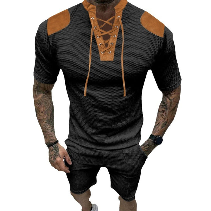 Herren trendiges Sport-T-Shirt mit einzigartigem Schnürdesign und atmungsaktivem Gewebe Drune