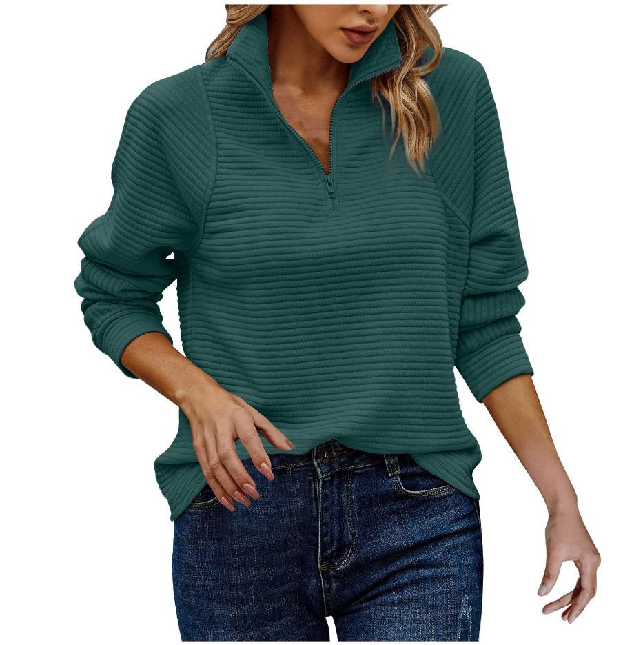 Damen Stepp-Pullover mit kurzem Reißverschluss und lässigem Schnitt Drune