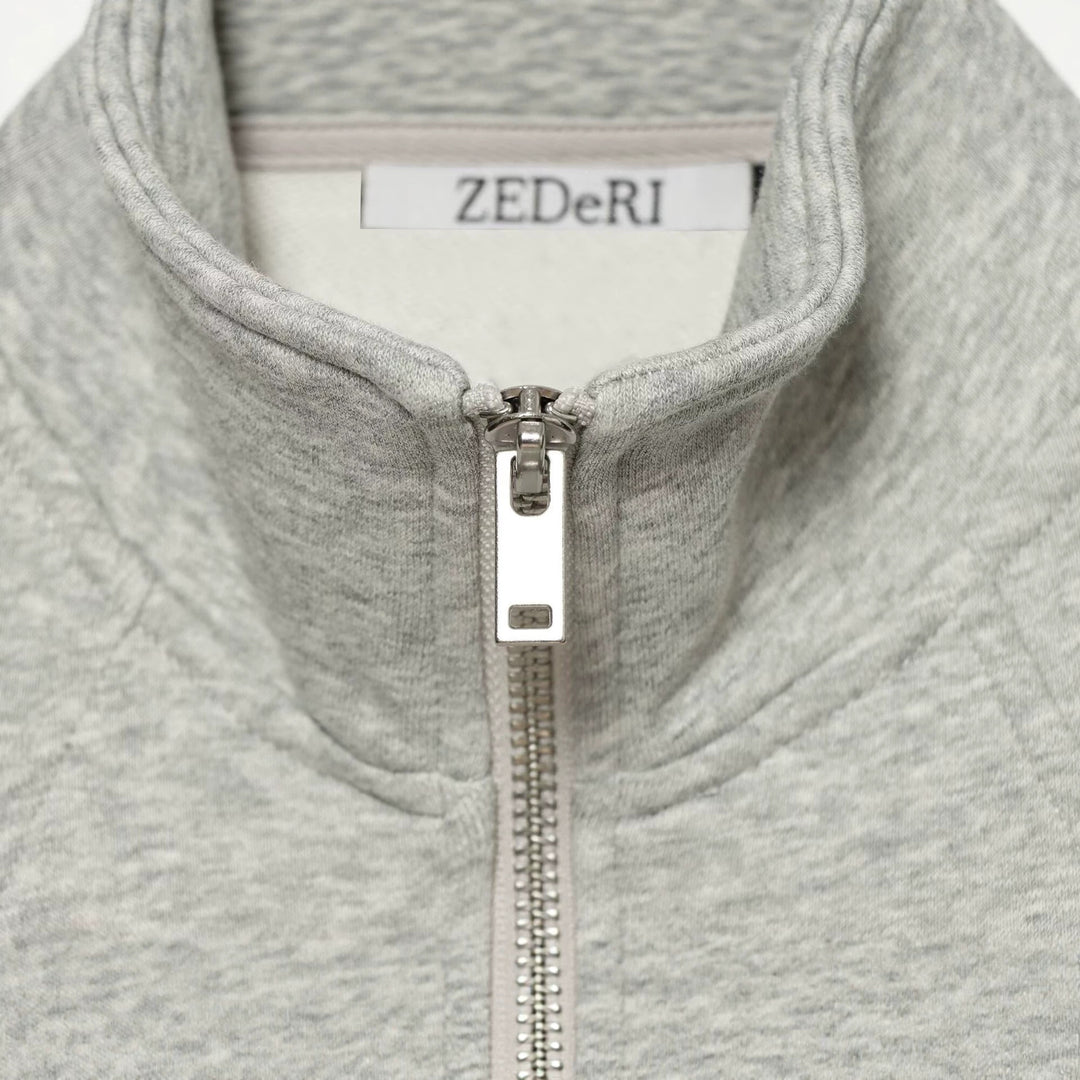 Damen Taillierter Sweatshirtcardigan mit durchgehendem Reißverschluss, Stehkragen und Raglanärmeln Drune