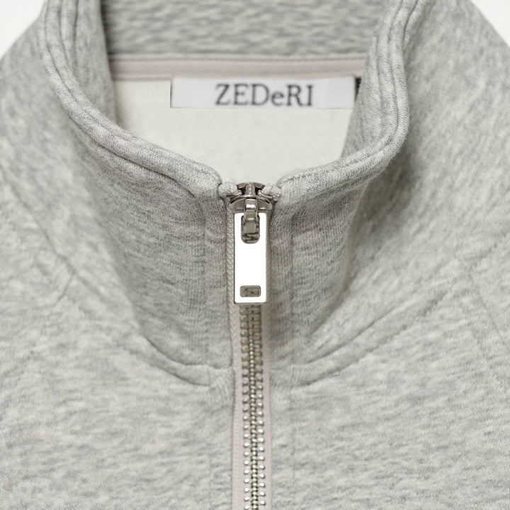 Damen Taillierter Sweatshirtcardigan mit durchgehendem Reißverschluss, Stehkragen und Raglanärmeln Drune
