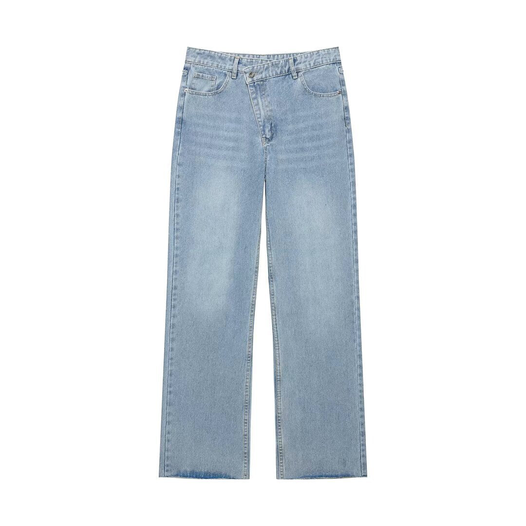 Damen Hochtaillierte weite Jeans mit geradem Bein und Fünf‑Taschen‑Schnitt Drune