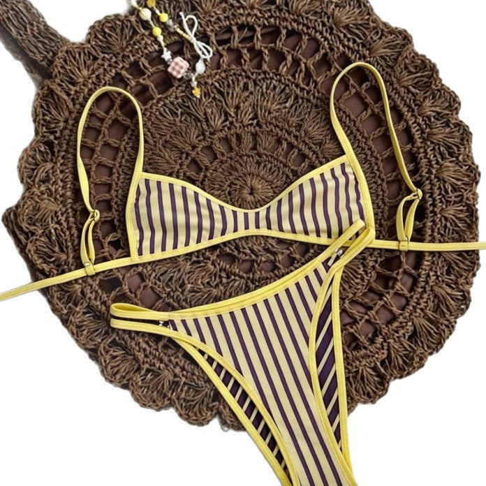 Damen Zweiteiliger Bikini mit elegantem Streifenmuster Drune