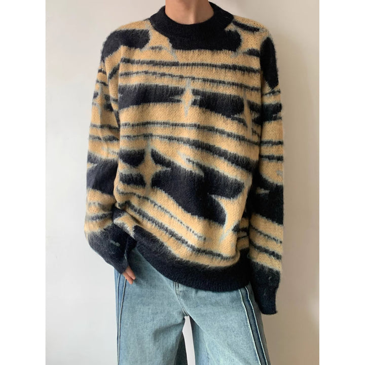 Damen Modischer Grobstrickpullover mit grafischem Muster Drune