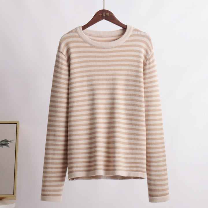 Damen gestreifter, lässiger Pullover aus hochwertigem Baumwollmix Drune