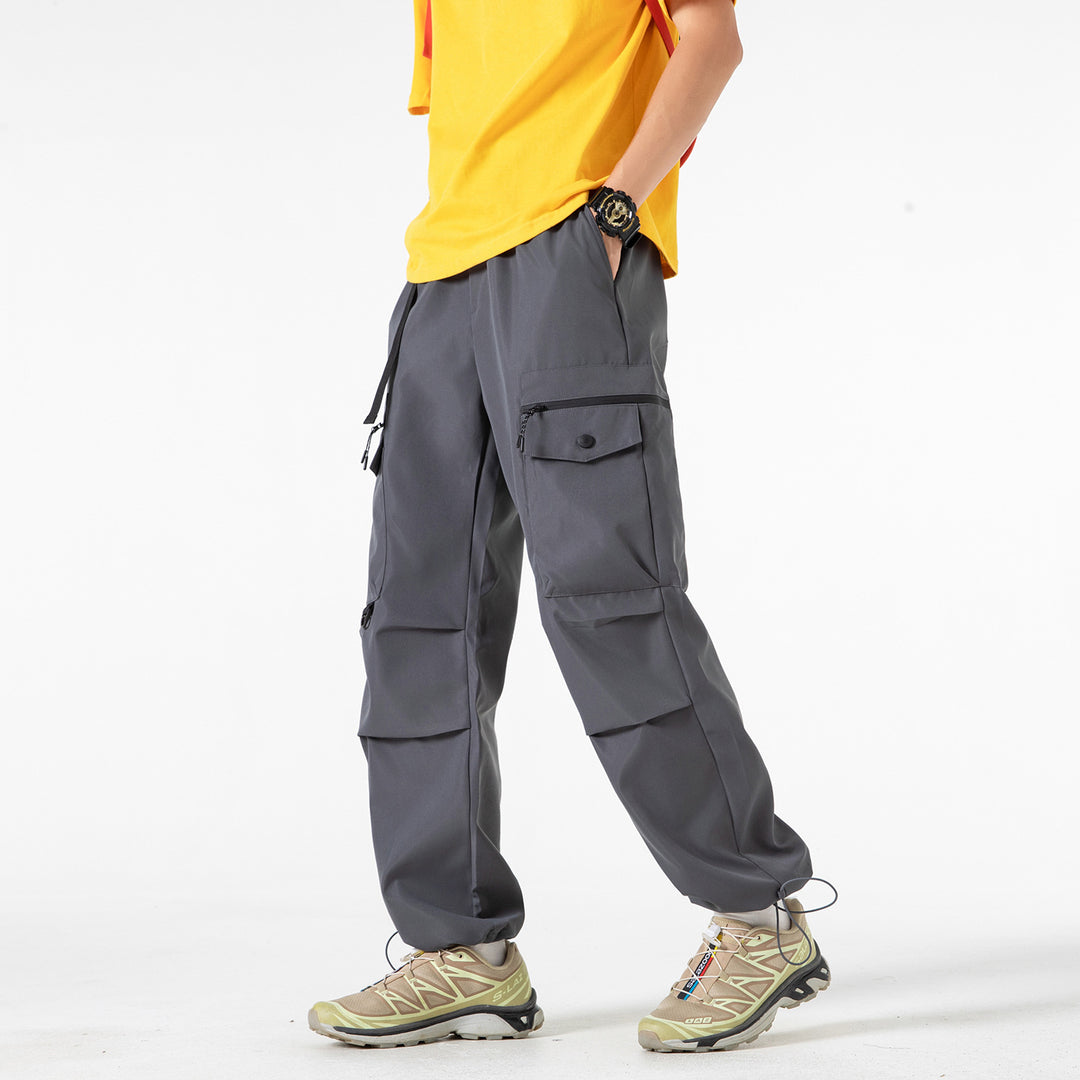 Herren Weite Utility-Cargohose mit Multifachtaschen, verstellbarem Saum und integriertem Gurt Drune
